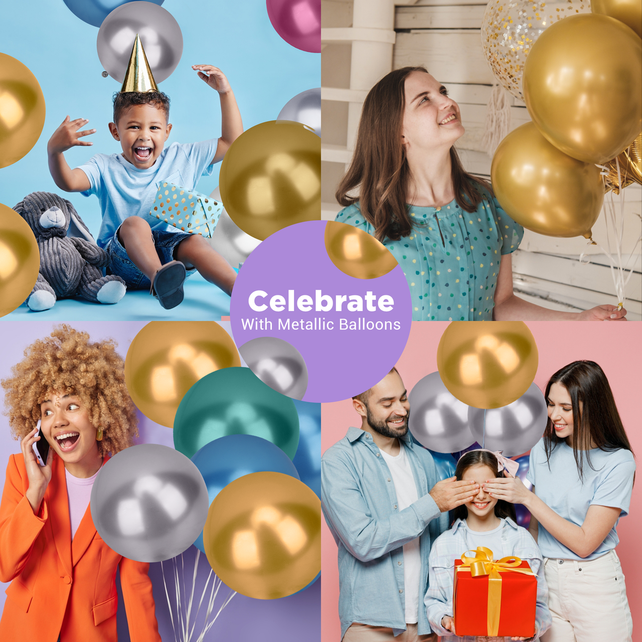 Metallic Shiny Balloons - Silver & Gold
