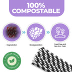 Black & White Biodegradable Paper Straws