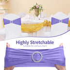 Spandex Chair Band with Round Diamante Buckle - Lavender