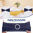 Spandex Chair Band with Round Diamante Buckle - Navy Blue