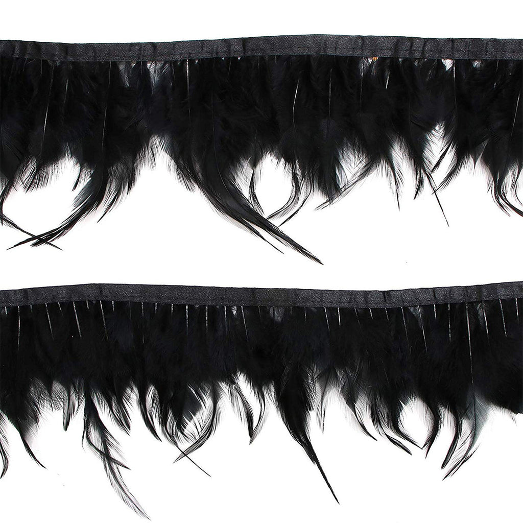 Rooster Feather Fringe for Costume - Black