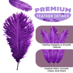 35-40cm Loose Ostrich Feathers, 5pcs - Purple