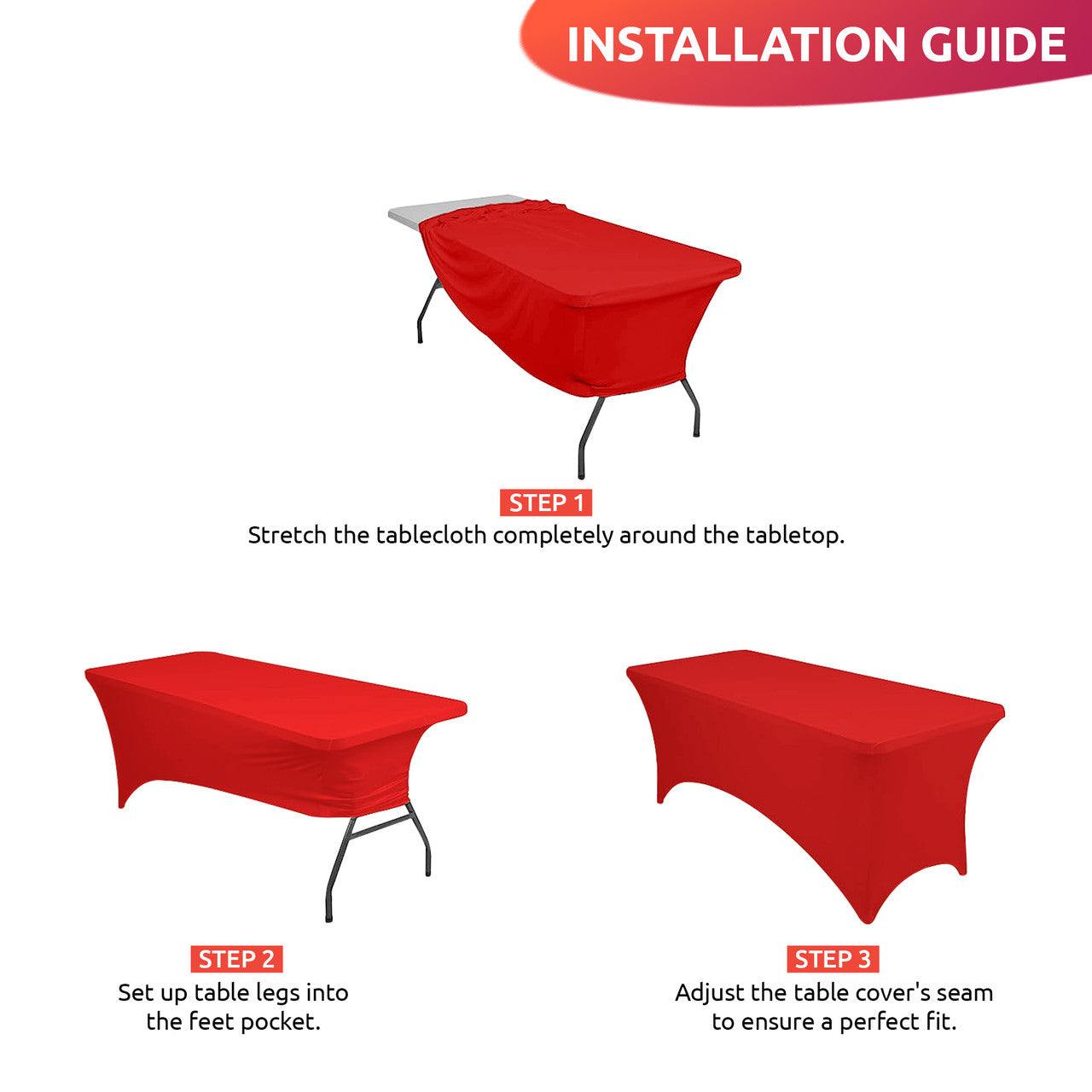 Rectangular Spandex Tablecloth - Red