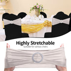 Spandex Chair Band with Round Diamante Buckle - Silver