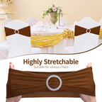 Spandex Chair Band with Round Diamante Buckle - Chocolate