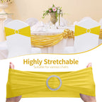 Spandex Chair Band with Round Diamante Buckle - Lemon