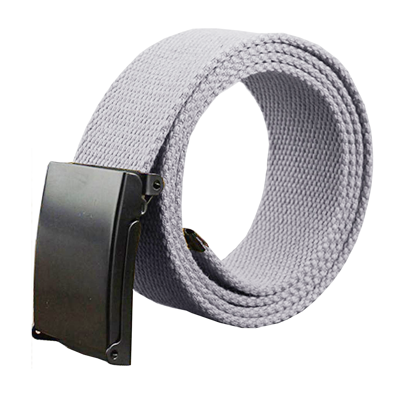Webbing Army Belt with Black Buckle  - Grey