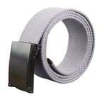 Webbing Army Belt with Black Buckle  - Grey