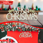 Merry Christmas Plaque Door Hanging Sign - Gold Glitter Star