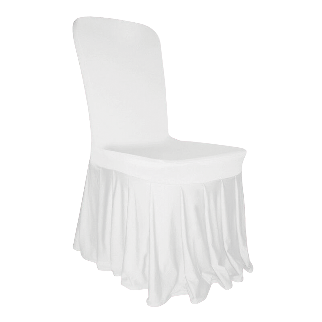 White Spandex Chair Cover with Ruffled Skirt