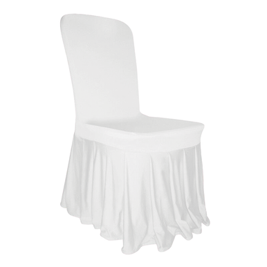 White Spandex Chair Cover with Ruffled Skirt