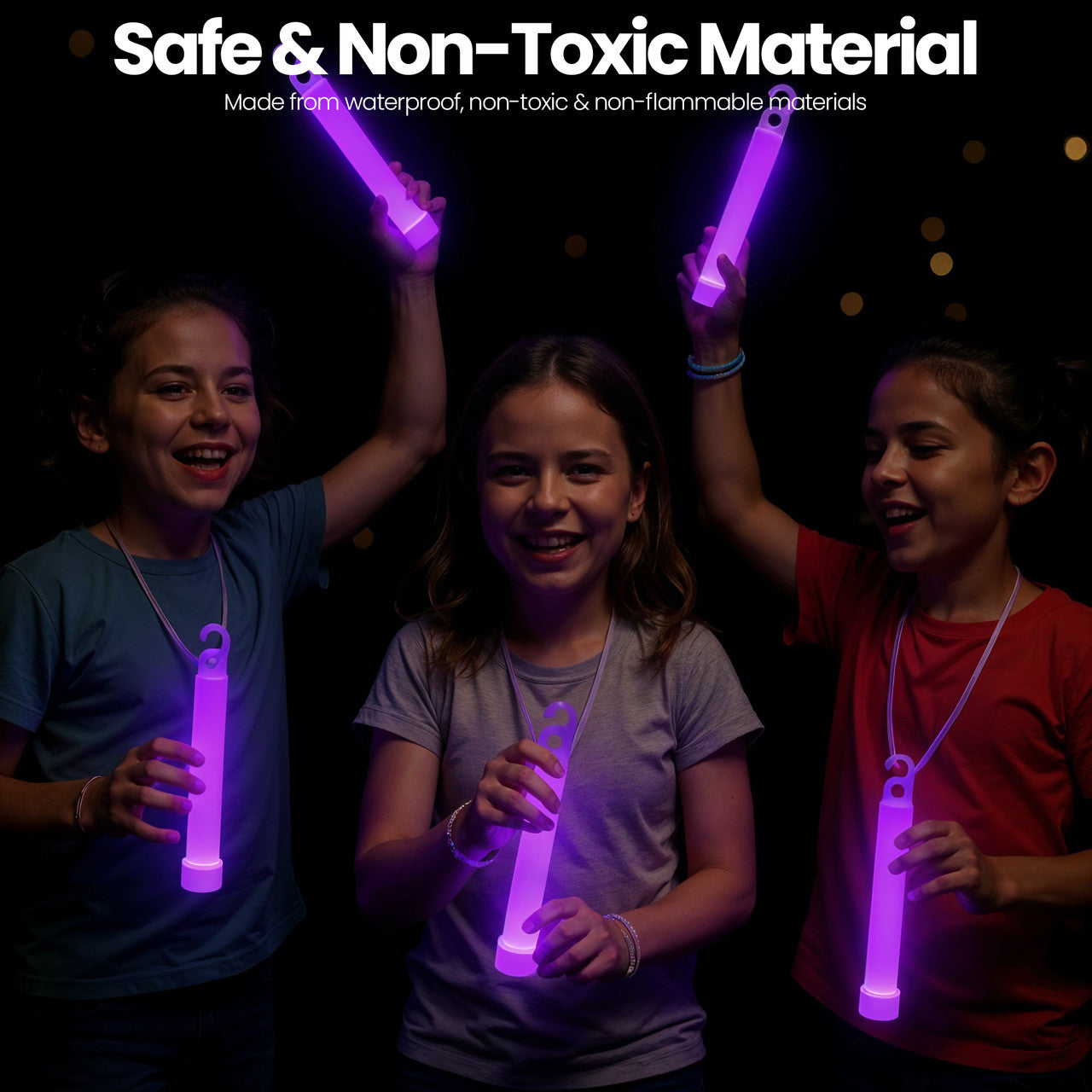 6" Premium Neon Glow Sticks (Pack of 25) - Purple