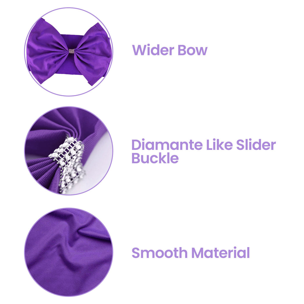 Spandex Chair Band with Large Bow - Purple