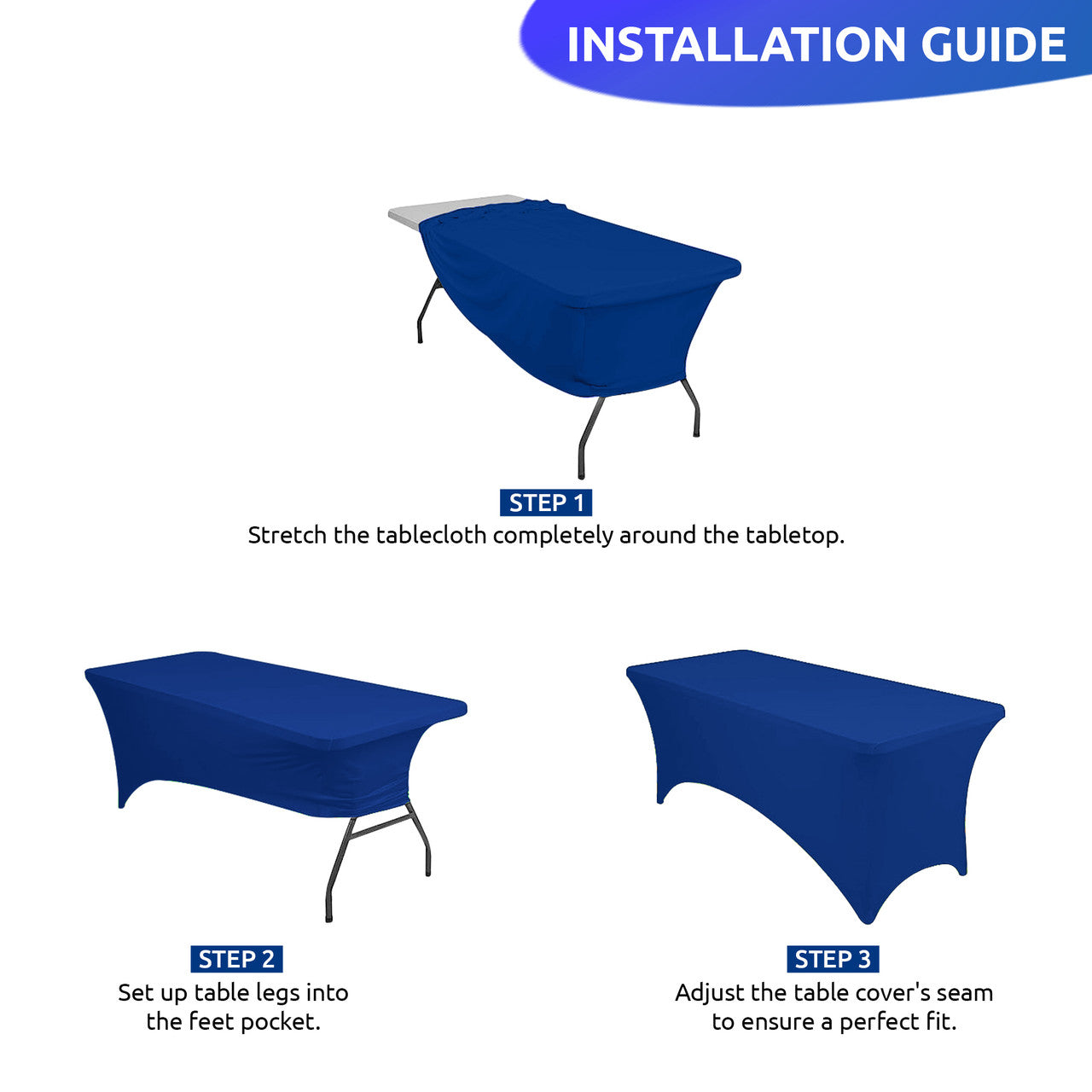 Rectangular Spandex Tablecloth - Royal Blue