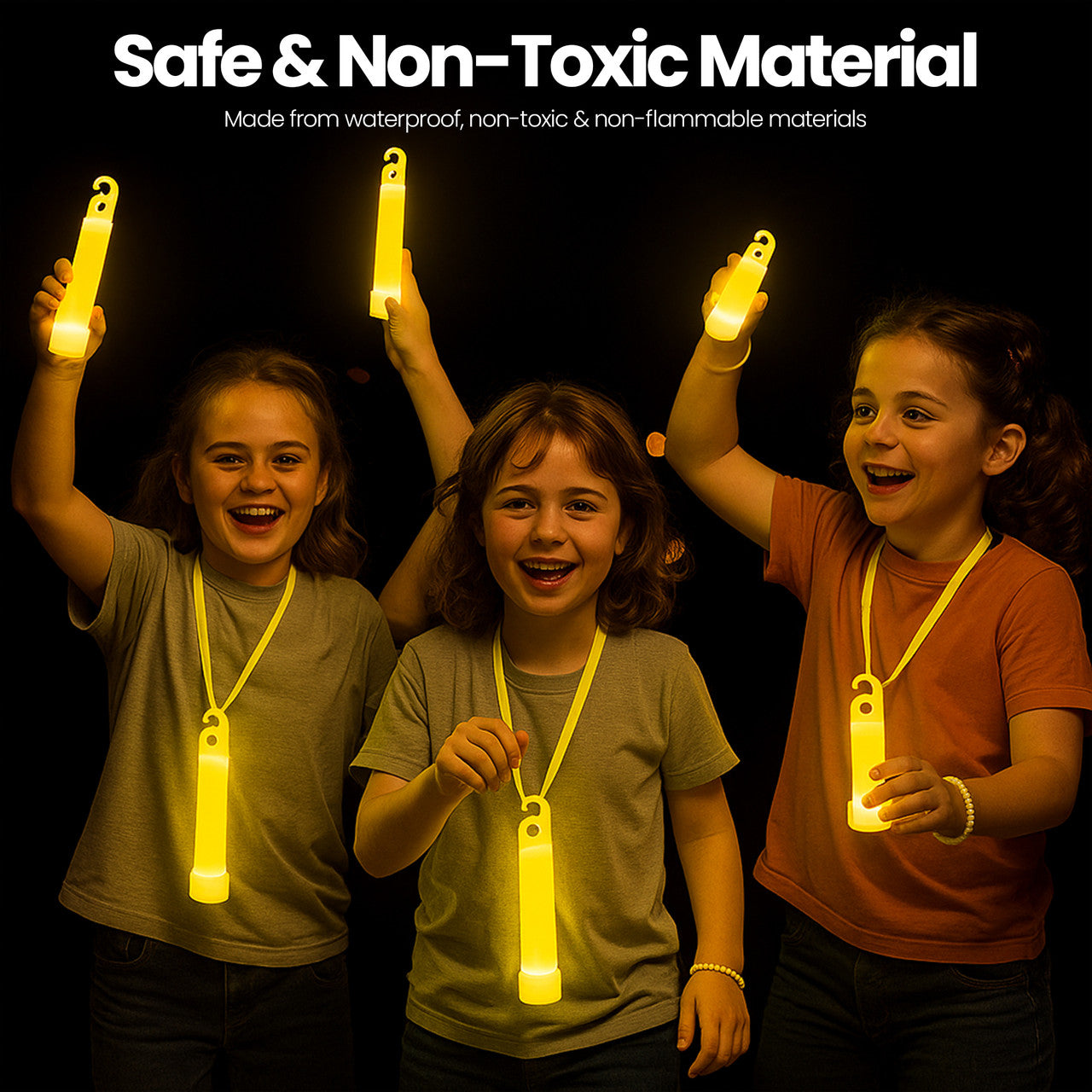 6" Premium Neon Glow Sticks (Pack of 25) - Yellow