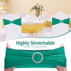 Spandex Chair Band with Round Diamante Buckle - Turquoise