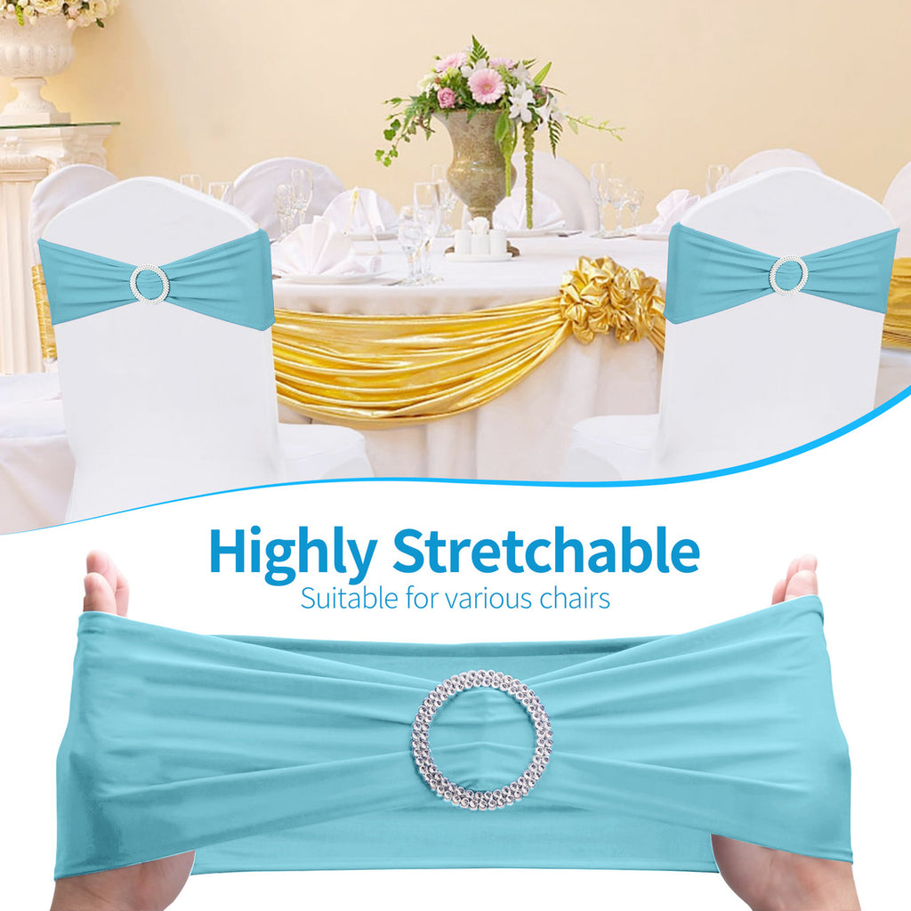 Spandex Chair Band with Round Diamante Buckle - Baby Blue