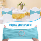 Spandex Chair Band with Round Diamante Buckle - Baby Blue