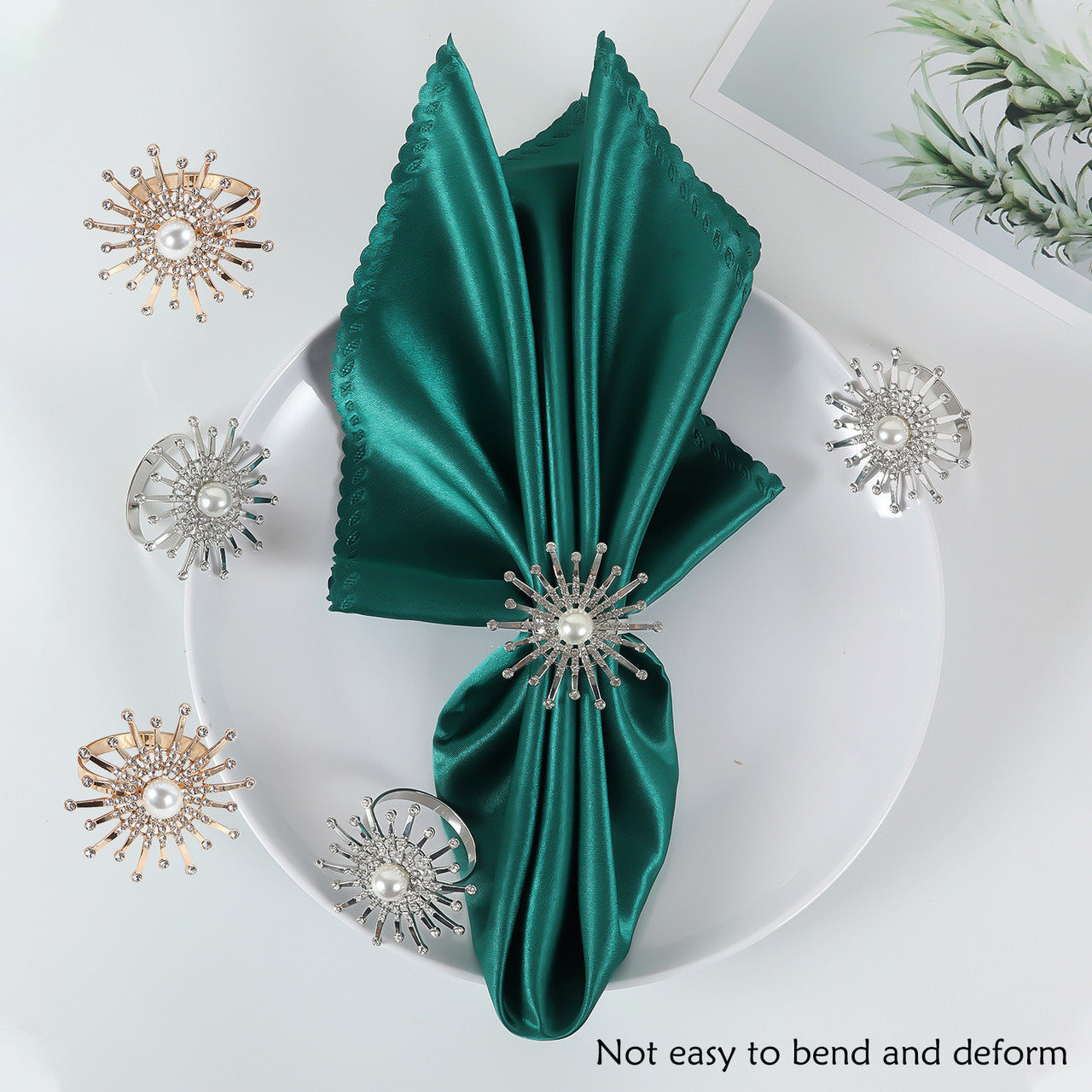 Diamante Pearl Napkin Rings – Rhinestone Festive Table Décor