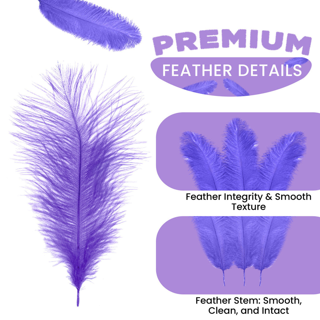 35-40cm Loose Ostrich Feathers, 5pcs - Lilac