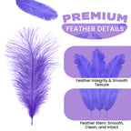 35-40cm Loose Ostrich Feathers, 5pcs - Lilac
