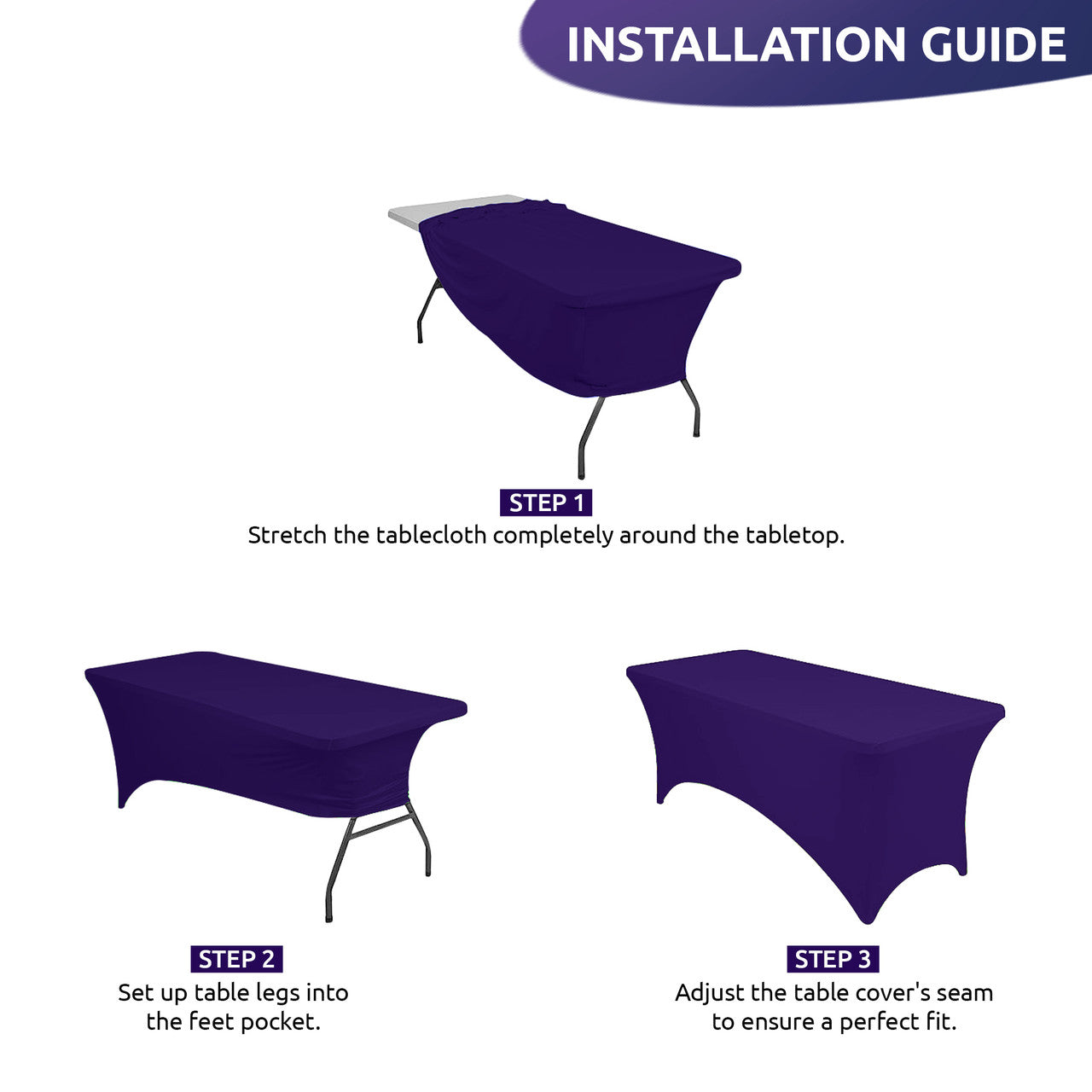 Rectangular Spandex Tablecloth - Dark Purple