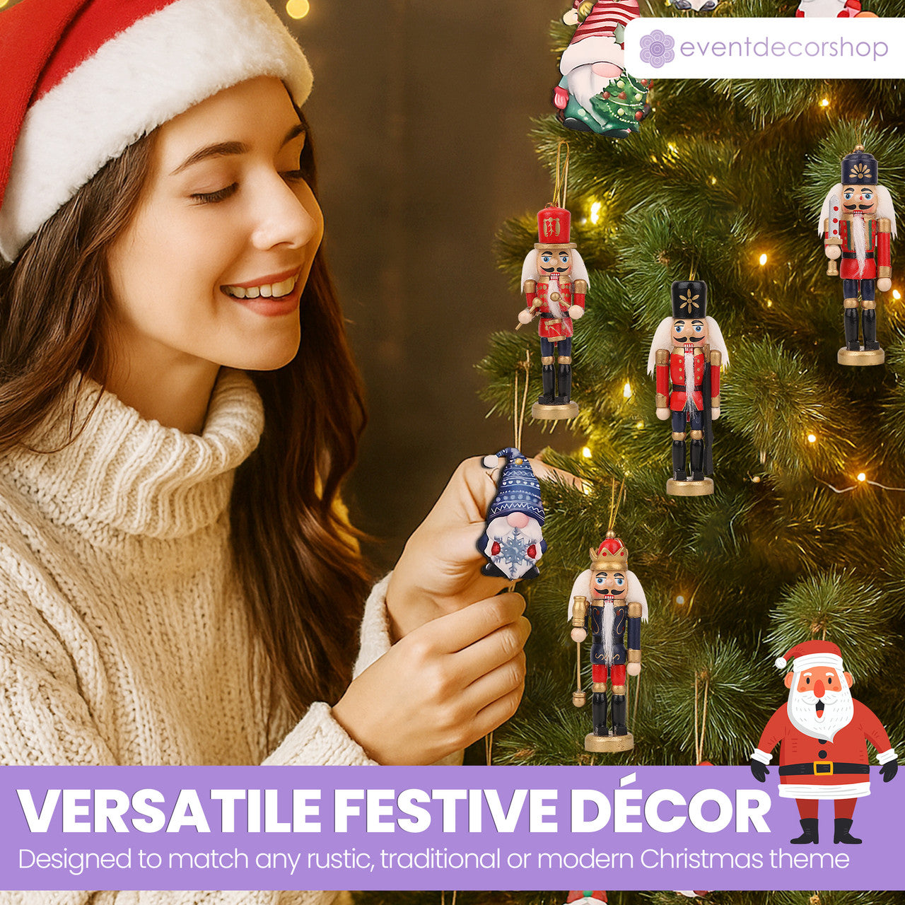 Wooden Mini Nutcracker Christmas Ornaments Set