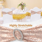 Sparkling Sequin Chair Bands with Diamante Buckle  Rose Gold