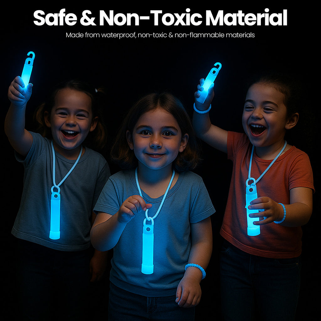 6" Premium Neon Glow Sticks (Pack of 25) - Aqua