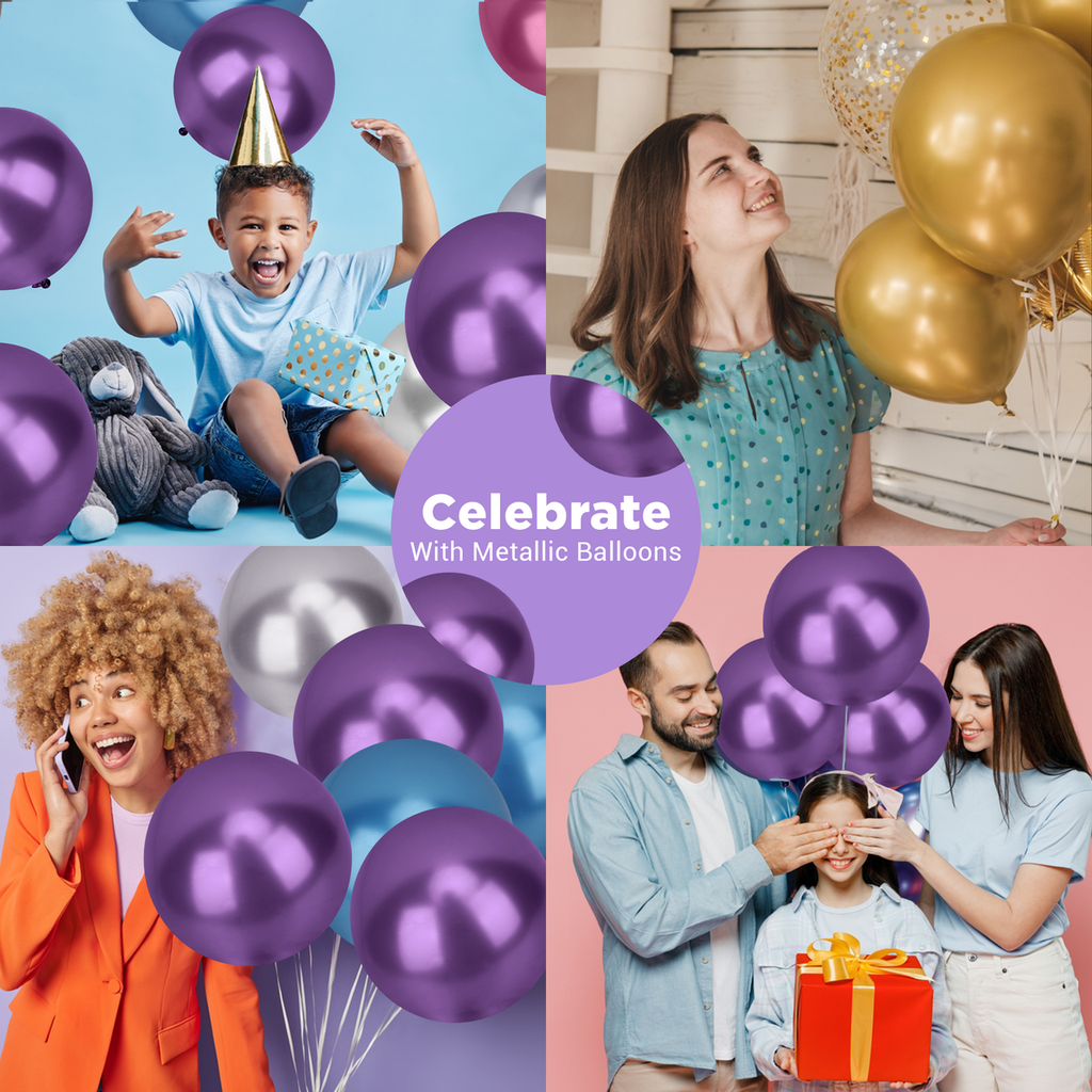 Metallic Shiny Balloons - Purple