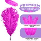 35-40cm Loose Ostrich Feathers, 5pcs - Hot Pink