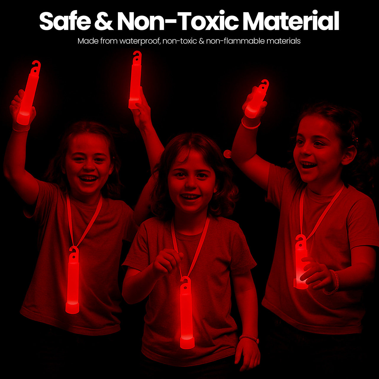6" Premium Neon Glow Sticks (Pack of 25) - Red