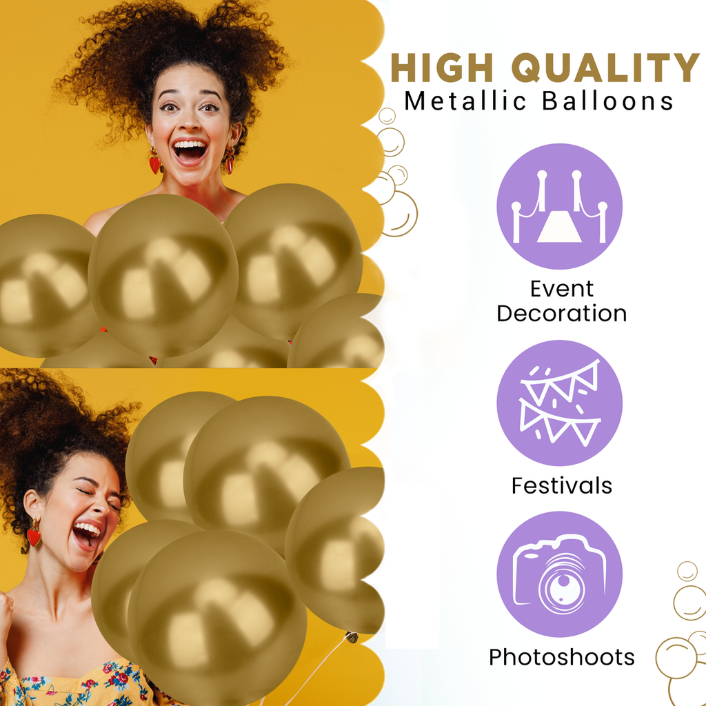 Metallic Shiny Balloons - Gold