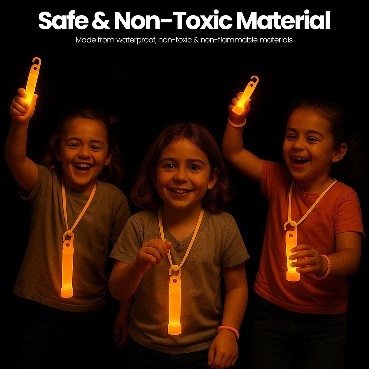 6" Premium Neon Glow Sticks (Pack of 25) - Orange