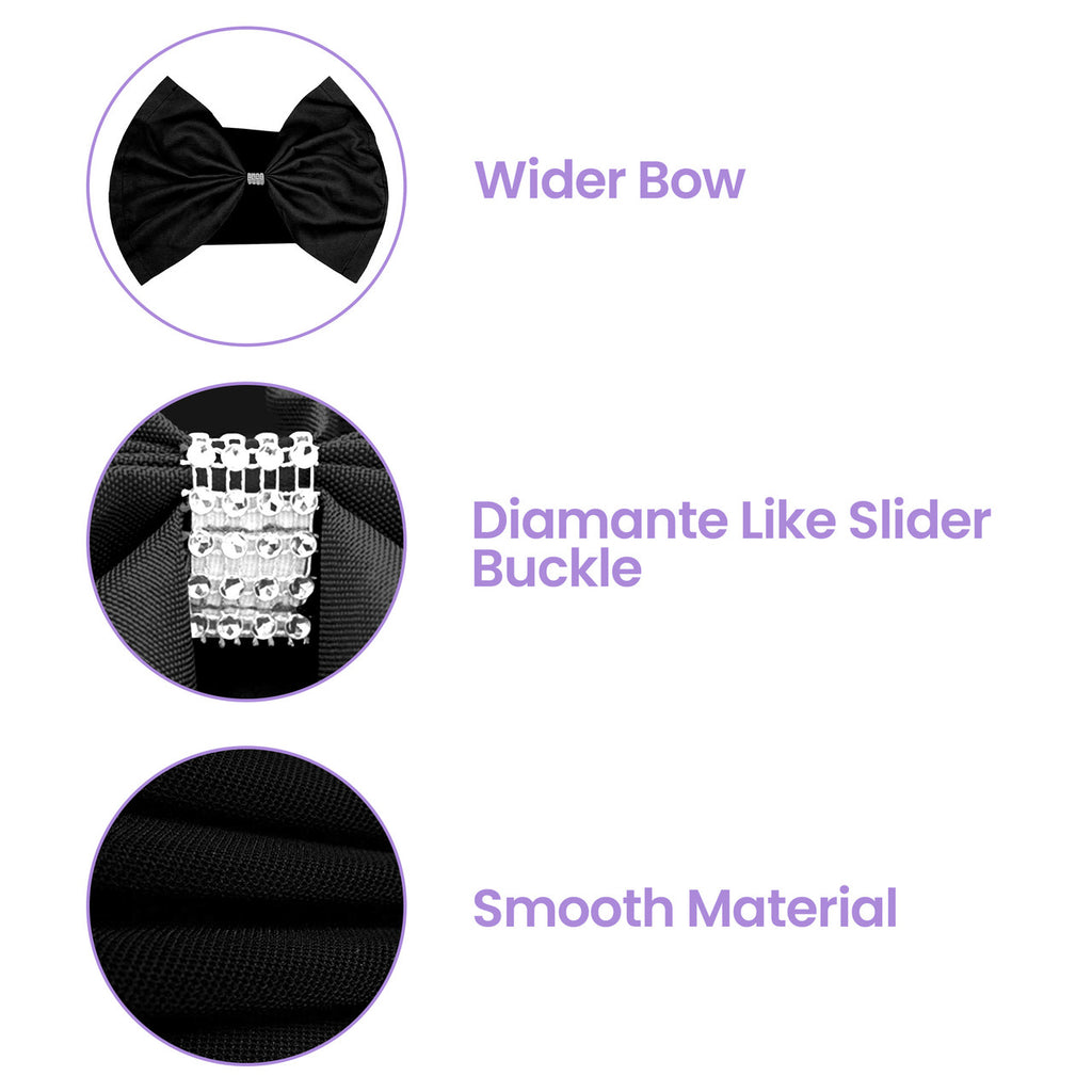 Spandex Chair Band with Large Bow - Black
