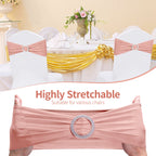 Spandex Chair Band with Round Diamante Buckle - Rose Gold