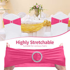 Spandex Chair Band with Round Diamante Buckle - Hot Pink