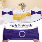 Spandex Chair Band with Round Diamante Buckle - Purple
