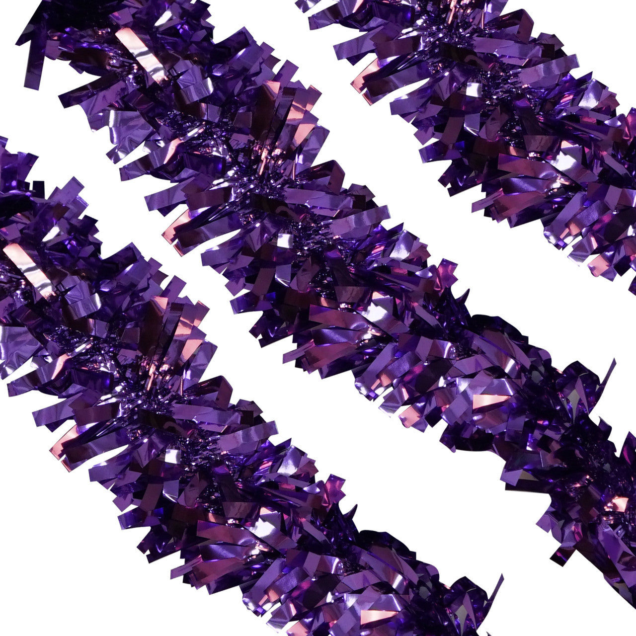 2m Christmas Wide Tinsel Garland - Purple
