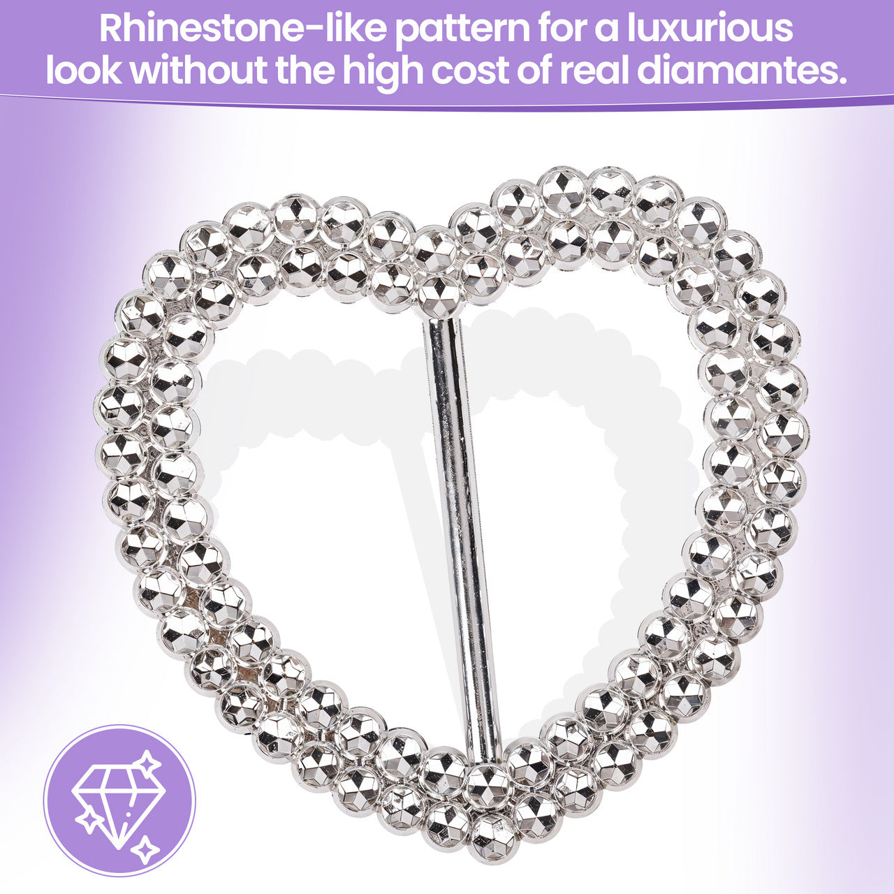 Heart Silver Slider Buckle Chair Bands - 5pcs