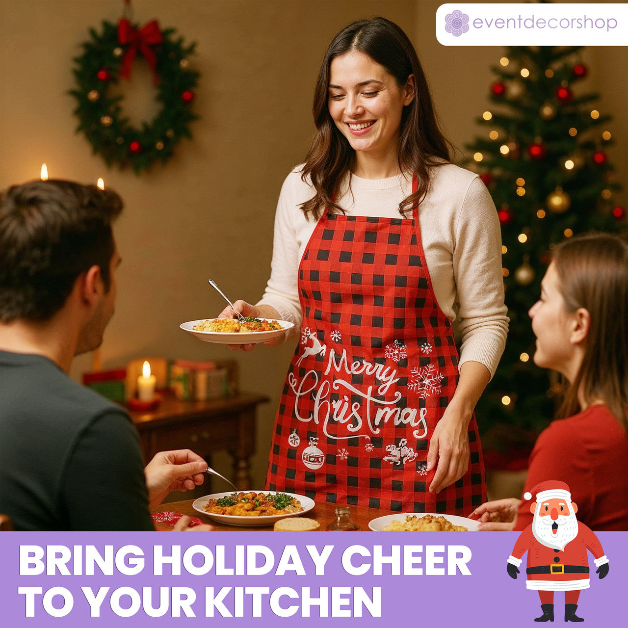 Unisex Christmas Apron for Adults – Buffalo Plaid Design