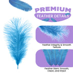 35-40cm Loose Ostrich Feathers, 5pcs - Turquoise