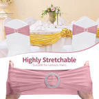 Spandex Chair Band with Round Diamante Buckle - Baby Pink