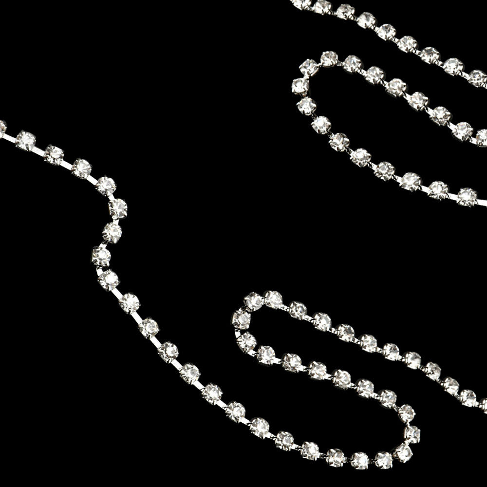 Diamante Silver Chain Belt - 1 Row - 4mm