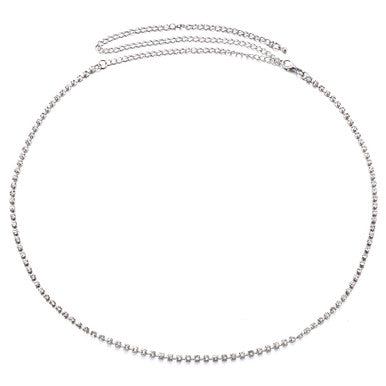 Diamante Silver Chain Belt - 1 Row - 4mm