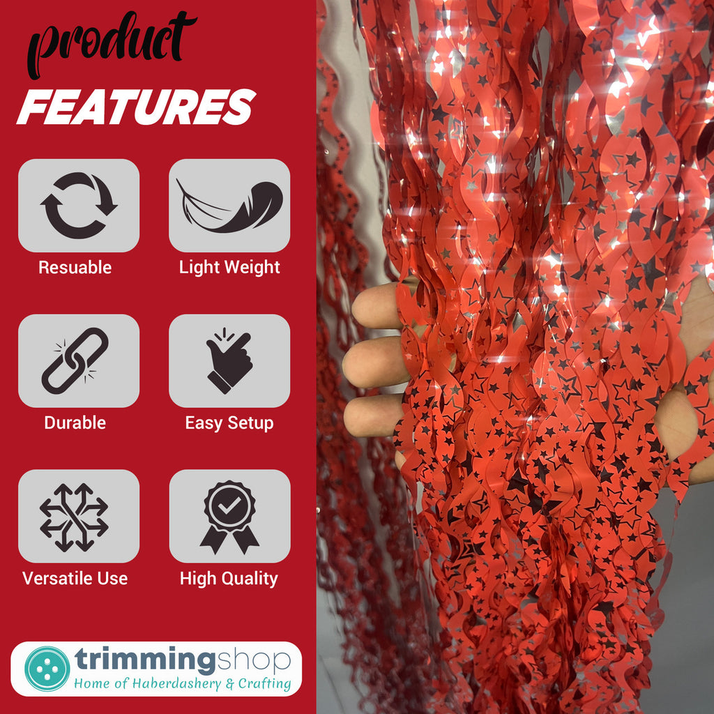 Wavy Ceramic Foil Fringe Curtain (1m x 2m)