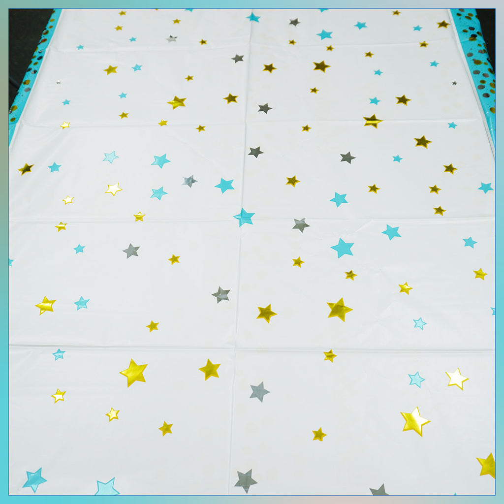 Blue Happy Birthday Printed Foil Tablecloth