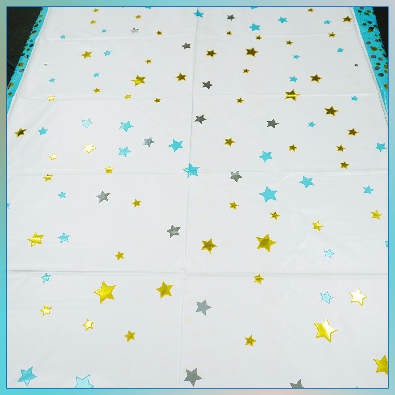 Blue Happy Birthday Printed Foil Tablecloth