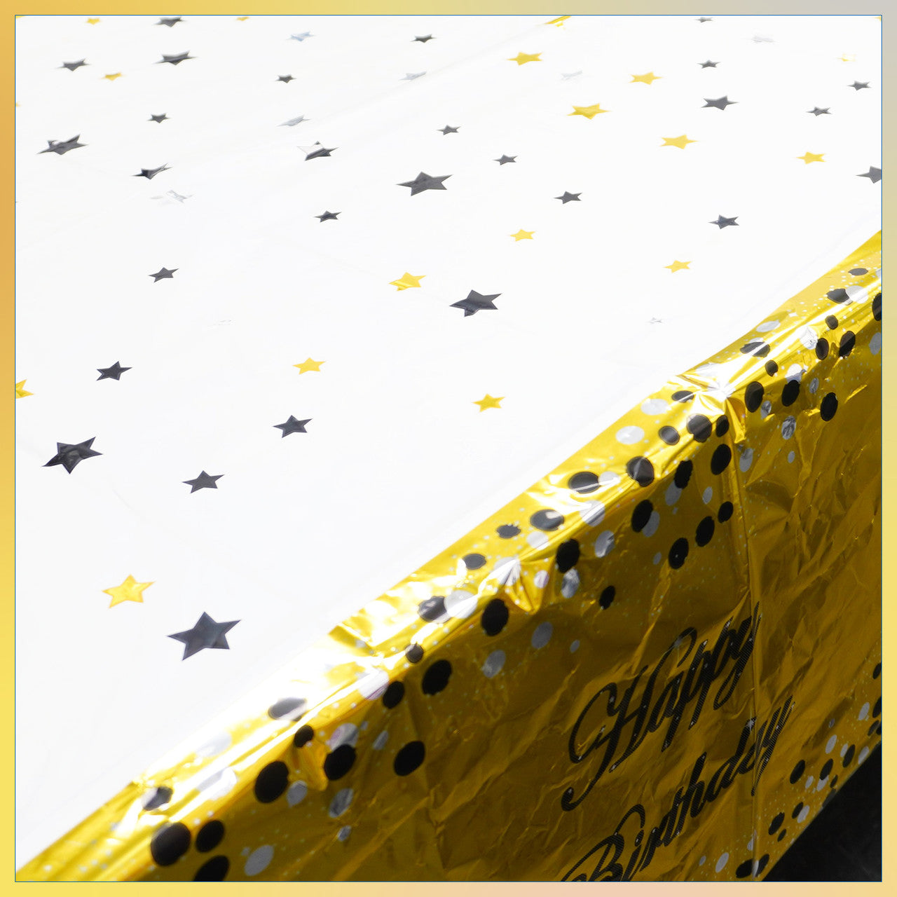 Gold Happy Birthday Printed Foil Tablecloth