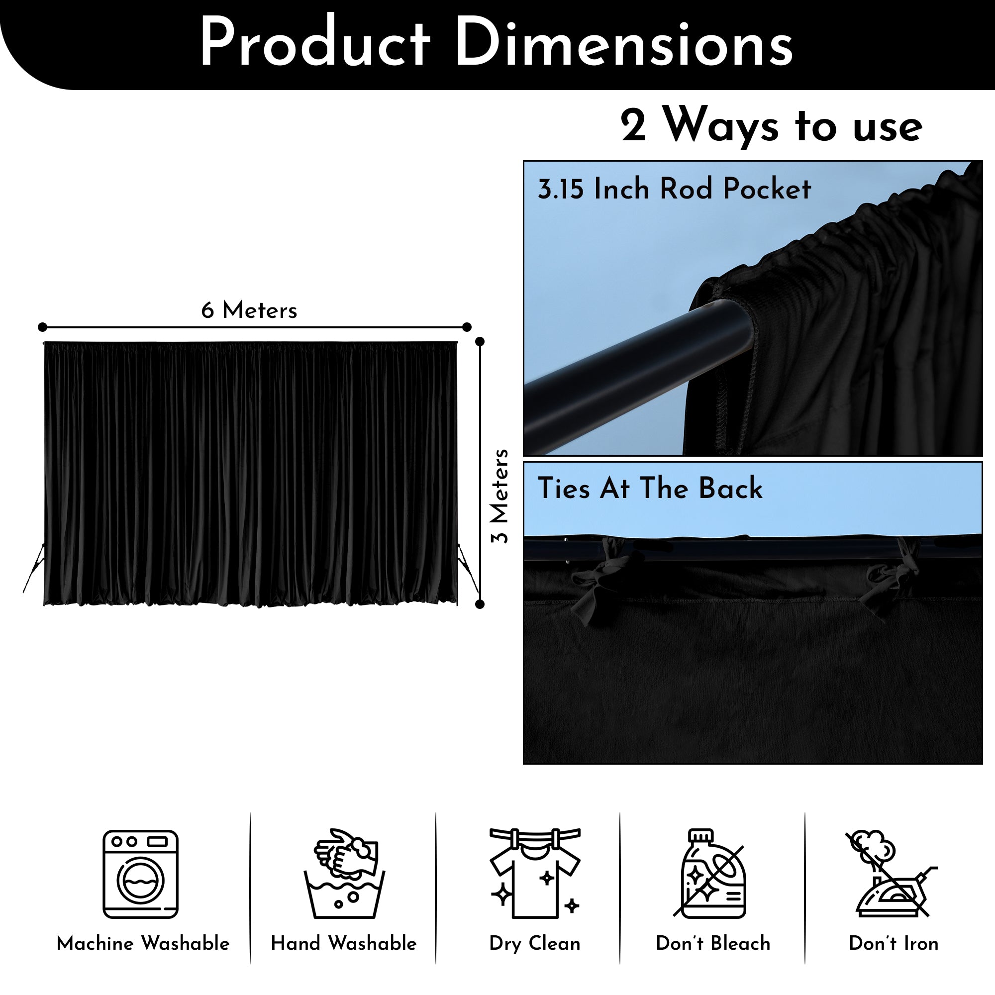 190GSM Dutch Velvet Backdrop - Black